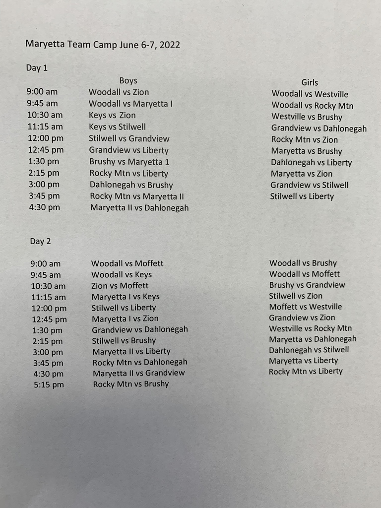 Maryetta Team Camp