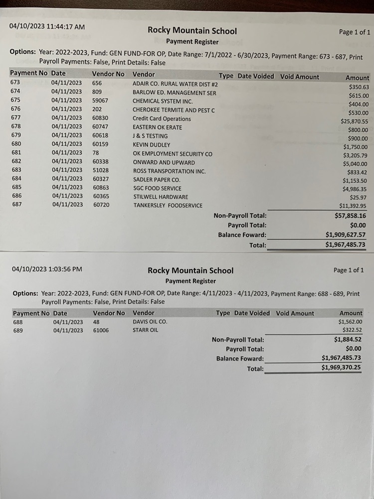April 2023 Payment Register pg 2