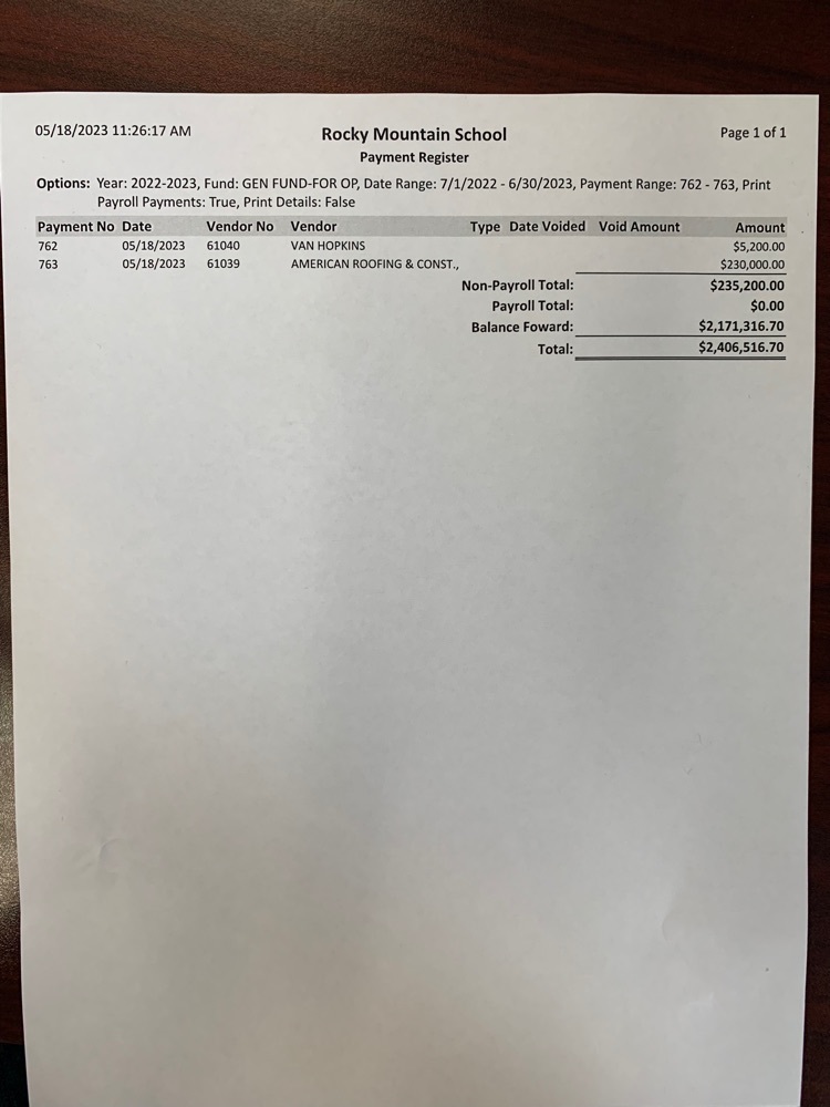 May 2023 Special Meeting Payment Register pg 2